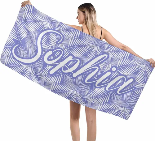 Miniatura 32 de MyPupSocks Toallas de playa para niñas, toallas personalizadas de teñido anudado con nombres para niños y adultos, toallas de playa personalizadas