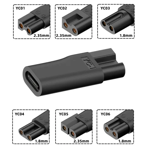 Miniatura 2 de 6 unids/set USB-C hembra a 2 pines DC 5 V potencia carga adater para cortadora de pelo eléctrica barba recortadoras afeitadoras instrumentos