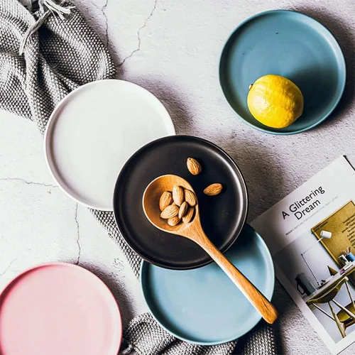 Miniatura 7 de Platos pequeños de 6 pulgadas para aperitivos de porcelana mate, elegantes platos redondos de tamaño mini para postre, ensalada, aperitivos, juego