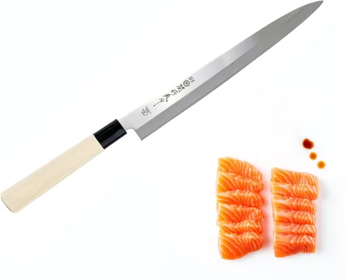 JapanBargain, Cuchillo japonés Yanagiba Sashimi, cuchillo de chef de sushi, hoja de acero inoxidable de alto carbono 8-1/4 pulgadas, fabricado en