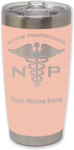 Miniatura 9 de LaserGram NP Nurse Practioner - Vaso aislado al vacío de 20 onzas, grabado personalizado incluido (negro)