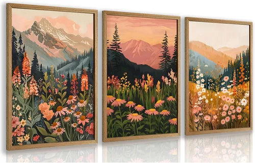 Miniatura 10 de Cyebmo Juego de 3 pinturas enmarcadas de animales del bosque, decoración de pared de animales salvajes del bosque, decoración de pared, pintura