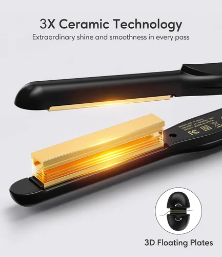 Miniatura 4 de Terviiix Plancha plana de 1/2 pulgada para cabello corto, alisador y rizador de pelo pequeño 2 en 1 para cortes y retoques de Pixie, mini plancha