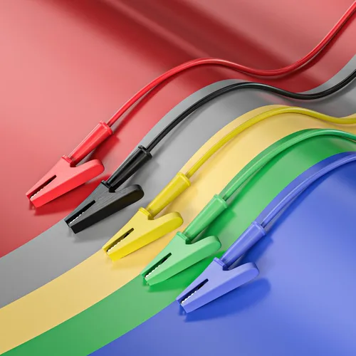 Miniatura 5 de Goupchn Clips de cocodrilo de doble extremo para cables de prueba eléctrica con clips de cobre flexibles de envoltura completa 5 piezas para pruebas
