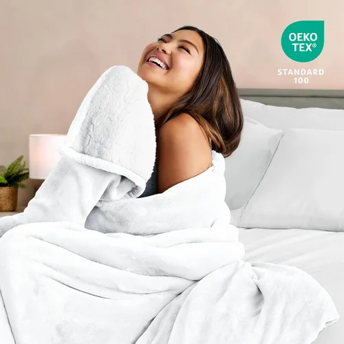 Miniatura 7 de Manta de forro polar de sherpa Bare Home - Tamaño para Lanzar/Viajar - Manta para cama, sofá y sofá cama - Cálida y ligera - Esponjosa y suave