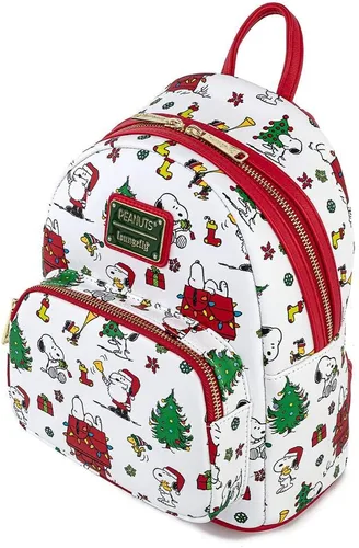 Miniatura 5 de Loungefly Peanuts Snoopy Holiday AOP - Bolso de hombro con doble correa para mujer Multi
