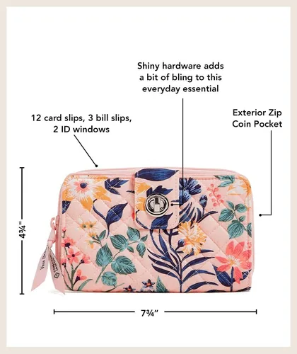 Miniatura 5 de Vera Bradley Cartera Turnlock de sarga de rendimiento para mujer con protección RFID