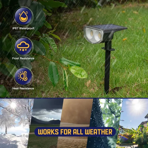 Miniatura 4 de Kyosho Luces solares para exteriores impermeables IP67, 38 luces LED solares para exteriores, foco de paisaje 2 en 1 con 3 modos para césped, Cálido