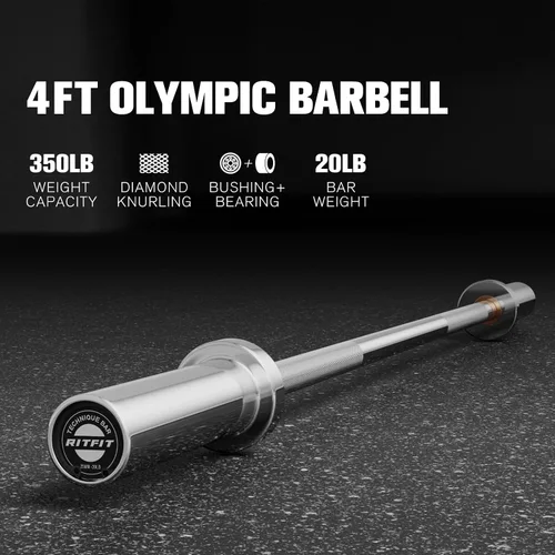 Miniatura 2 de RITFIT Olympic Barbell 4ft/6ft - 2 Inch Weight Bar for Strength Training, Weightlifting, Squat, Deadlift, Bench Press, Curl, Overhead Press
