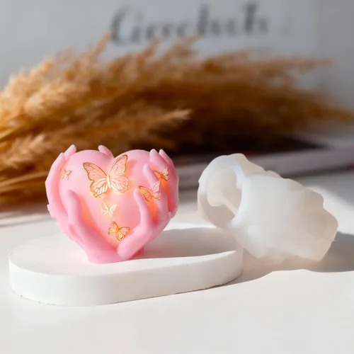 Miniatura 3 de Moldes de vela 3D de rosa y corazón, 2 moldes de silicona de San Valentín para jabones hechos a mano, regalos de velas, manualidades de resina, Mano