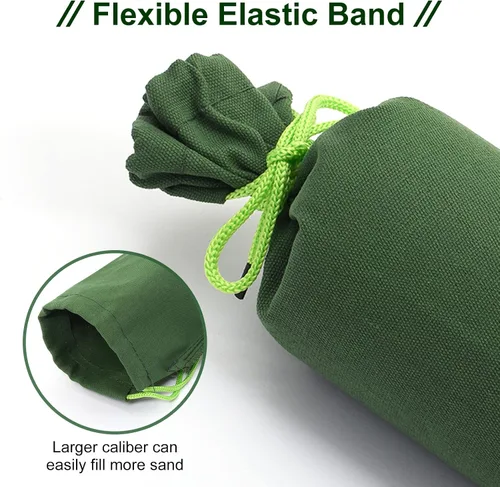 Miniatura 4 de PATIKIL Bolsa de arena de 4 x 6 pulgadas para inundaciones, paquete de 5 bolsas de arena largas de lona gruesa para inundaciones con banda elástica