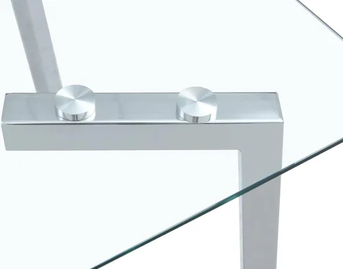 Miniatura 4 de Mesa de comedor de cristal transparente, 5.118 * 3.150 * 0.315 in pata CHORMED, color plata