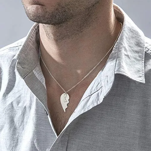 Miniatura 9 de MYKA - Collar personalizado de corazón roto - Joyería para parejas para novio, novia, ella, él, mujeres y hombres - Plata de ley 925, chapado en oro