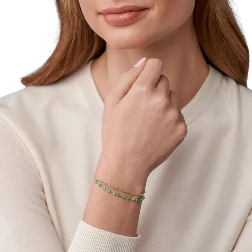 Miniatura 3 de Fossil Womens Gold-Tone Stainless Steel and Beaded Bracelet