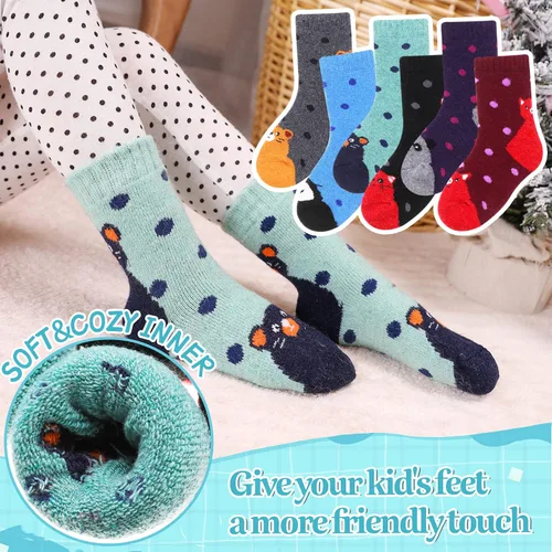 Miniatura 2 de Eocom 6 pares de calcetines de invierno cálidos de lana para niños y niñas