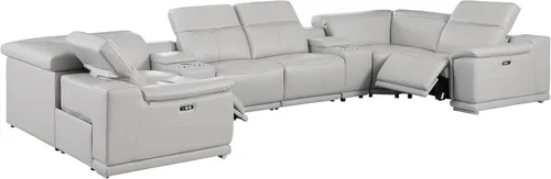 Miniatura 48 de BlackJack Furniture Venice - Juego de sofá reclinable seccional de cuero italiano de grano superior de 12 piezas con 4 reclinables eléctricos