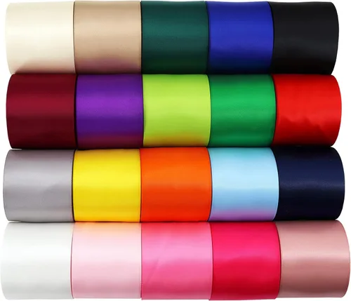 Miniatura 15 de Cinta de satén de doble cara de 1 pulgada, 20 cintas de color sólido, 1 pulgada x 2 yardas cada una total de 40 yardas por paquete, para envolver