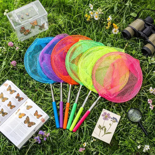 Miniatura 2 de Sosation Redes telescópicas de pesca de mariposa para niños, coloridas redes de captura de insectos, herramientas al aire libre para atrapar