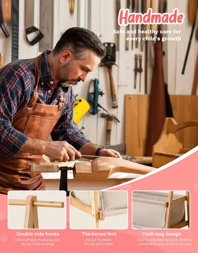 Miniatura 7 de Perchero de ropa para niños con caja de almacenamiento, Perchero de disfraces para niños, Perchero de disfraces de danza para colgar ropa, Perchero