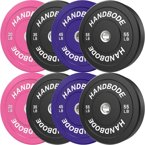 Miniatura 37 de HANDBODE Juego de discos de peso de 2 pulgadas de alto rebote, juego de discos olímpicos de 45/100/160/190/260/300 libras, juego de discos