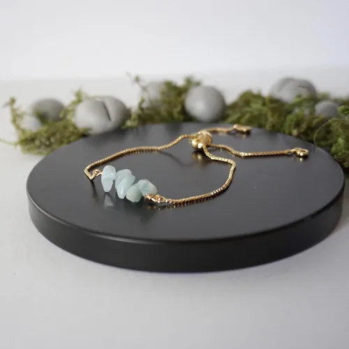 Miniatura 16 de Designs by Nature Gems Pulsera de piedra natal de cristal hecha a mano, pulsera de bolo de cadena deslizante ajustable, chapado en oro