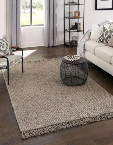 Unique Loom Chunky Jute Collection - Alfombra de área sólida, transitoria, bohemia, 2 pies 0 pulgadas x 3 pies 0 pulgadas, gris