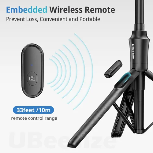 Miniatura 5 de UBeesize Trípode magnético para teléfono selfie de 62 pulgadas con control remoto inalámbrico, soporte extensible para teléfono celular, compatible