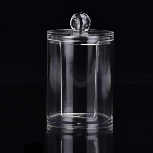 Miniatura 5 de Brrnoo Caja organizadora de almohadilla de algodón, soporte redondo de acrílico transparente para almohadillas de algodón y soplo de maquillaje