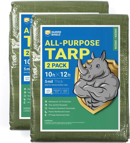 Miniatura 28 de GUARD SHIELD - Lona negra de 6 x 6 pies, lona impermeable, lona ligera para acampar al aire libre, lona polivalente de polietileno de 6 mil