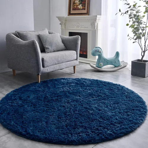 Miniatura 15 de FJZFING Alfombra redonda de color gris oscuro con teñido anudado, ultra suave, moderna, de 7 x 7 pies, alfombra circular para dormitorio de niños