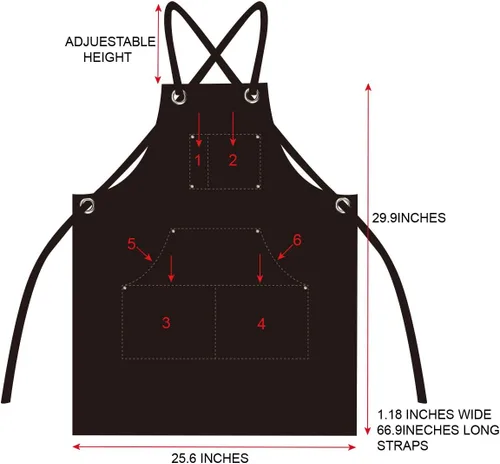 Miniatura 3 de Delantal de lona de 16 onzas para hombre, delantal de trabajo resistente negro para carpinteros, carpinteros, herreros, barbacoas, jardineros