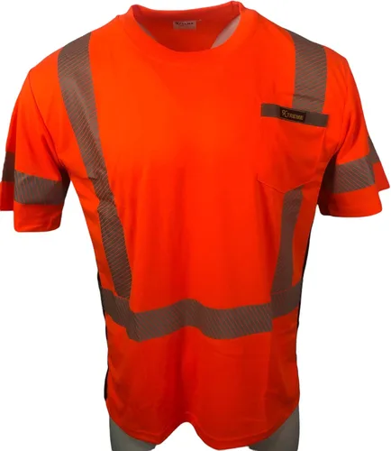 Miniatura 3 de Xtreme Hi Vis ANSI Clase 2 DOT, camiseta reflectante de seguridad amarilla o naranja con manga corta negra Road T04