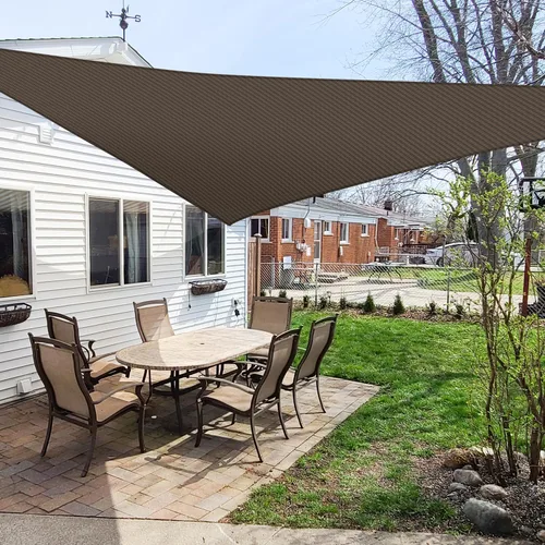 Miniatura 9 de Windscreen4less Toldo Vela de Sombra Solar Triangular de 12' x 12' x 12' Pies, Cubierta de Toldo para Exteriores, Bloqueo UV para Patio Trasero, Rojo