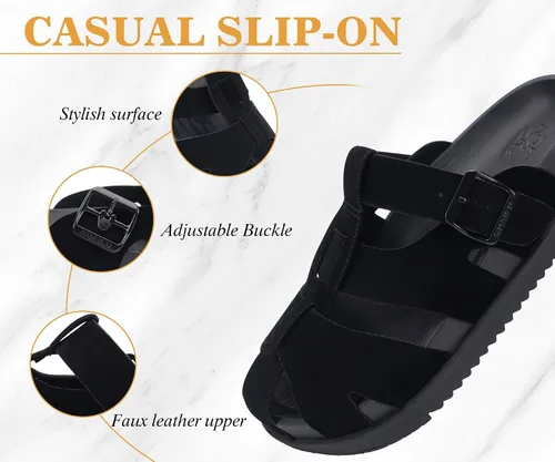 Miniatura 3 de KuaiLu Sandalias tipo zueco para mujer con soporte de arco cómodo, plataforma elegante, cojín de espuma viscoelástica, sandalias elegantes