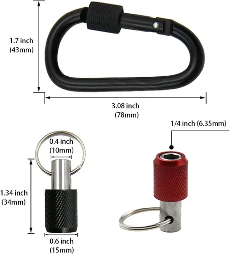 Miniatura 2 de Soporte para broca de aleación de aluminio, barra de extensión de llavero de aleación de aluminio, vástago hexagonal de 1/4 pulgadas, adaptador