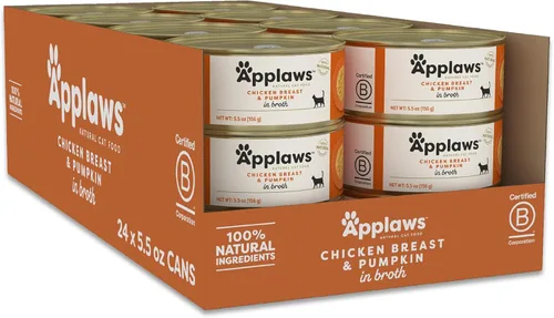 Miniatura 18 de Applaws Alimento húmedo natural para gatos en caldo, alimento húmedo enlatado de ingredientes limitados, sin aditivos, hecho con ingredientes
