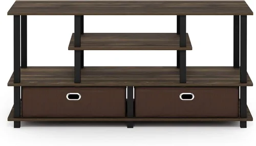 Miniatura 5 de Furinno JAYA - Soporte grande para televisores de hasta 50 pulgadas, nuez de nogal/negro/marrón oscuro de Columbia Nuez Columbia/Negro/Marrón Oscuro