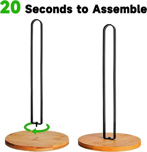 Miniatura 3 de TONLEA Toallero de madera para encimera, soporte para toallas de cocina con base antideslizante para baño, color negro, 2