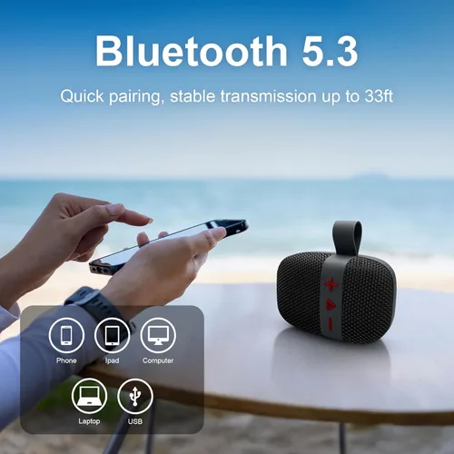 Miniatura 3 de Fisher Altavoces Bluetooth portátiles, altavoces con clip Bluetooth inalámbricos, altavoz impermeable IPX5, altavoz Bluetooth de potencia máxima