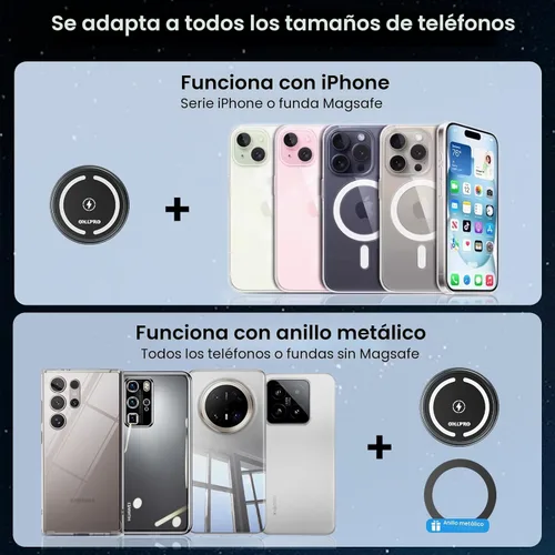 Miniatura 7 de OHLPRO Cargador de coche MagSafe para iPhone, cargador inalámbrico para coche, soporte magnético para teléfono para iPhone 17 Pro Max 16 15 14