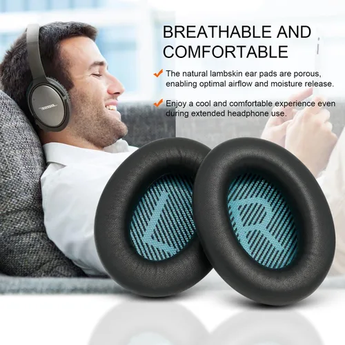 Miniatura 5 de GEVO Almohadillas de repuesto para auriculares Bose QC25, almohadillas para auriculares Bose QuietComfort QC2 QC15 Ae2 Ae2i Ae2w, piel de oveja