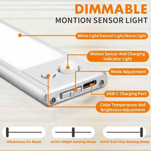 Miniatura 4 de Iluminación LED de 15.7 pulgadas para debajo del gabinete, 3 temperaturas de color, regulables, luces de armario con sensor de movimiento, batería