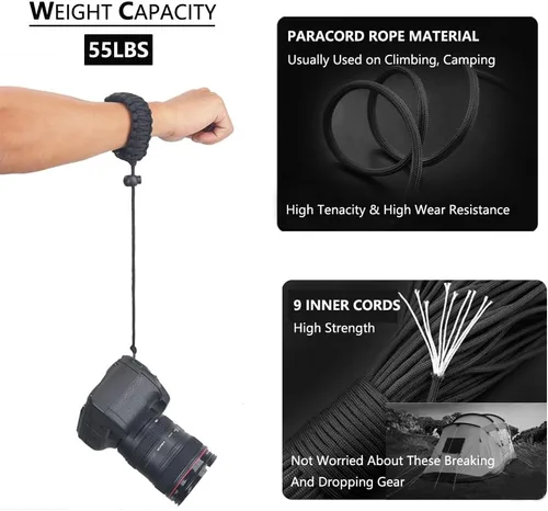 Miniatura 3 de Correa de muñeca para cámara Paracord con tornillo para Insta 360 X3, Ace Pro, cámaras réflex digitales, palos de selfie