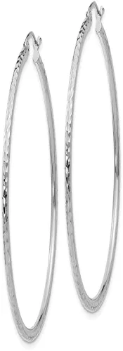 Miniatura 4 de Aretes de aro de oro blanco de 14 quilates con corte de diamante tubo de 0079in