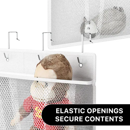 Miniatura 3 de Simple Houseware Organizador de almacenamiento de animales de peluche sobre la puerta, soporte para juguetes colgantes con 6 bolsillos de malla