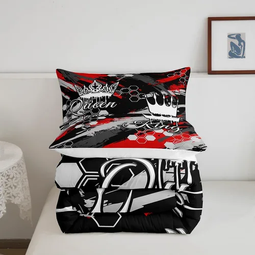 Miniatura 5 de jejeloiu Juego de ropa de cama Queen y King, juego de edredón de panal para niños, niñas, adolescentes, decoración de habitación, edredón Multi 07