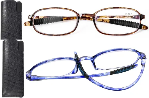 AQWANO Paquete de 2 lentes de lectura para computadora con bloqueo de luz azul, protección UV, marco TR90 flexible, lentes de lectura ligeros para