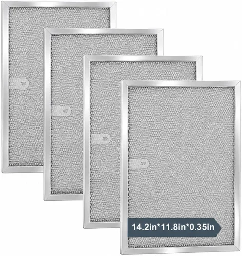 Paquete de 4 filtros de grasa para campana extractora BPS1FA30 de 11-3/4 pulgadas x 14-1/4 pulgadas x 3/8 pulgadas, compatible con Broan QS1 Nutone