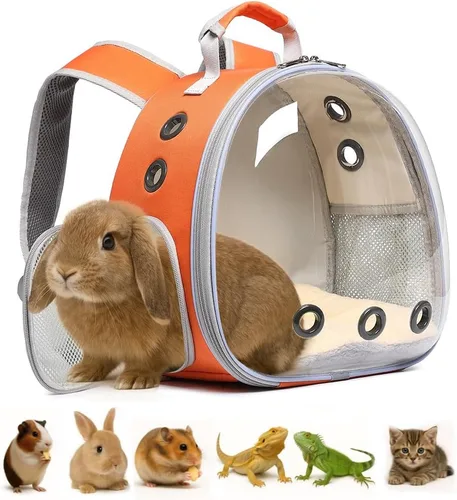 Mochila transportadora de conejos, conejillos de indias, mochila transportadora de animales pequeños para conejos, dragón barbudo, lagarto, hámster,