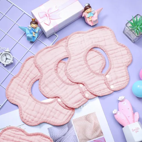 Miniatura 2 de Geyoga Baberos para bebé, 10 unidades, rotación de 360°, bandana de muselina para baberos, baberos de pétalos, baberos de gasa para eructos, babero
